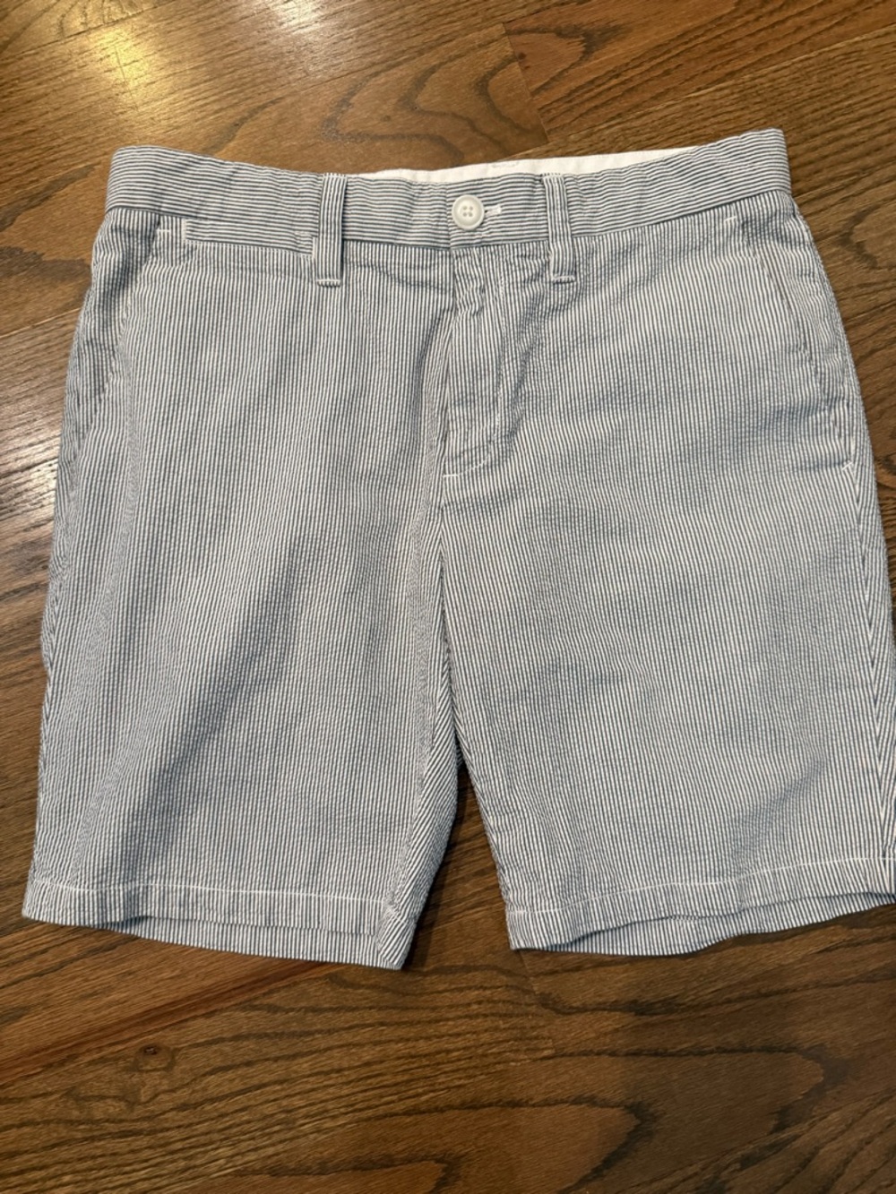 Seersucker Striped Cotton Shorts